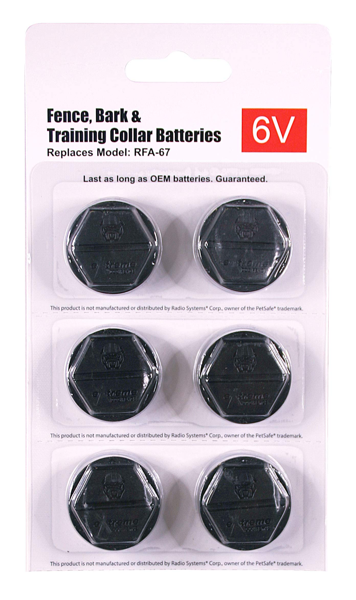 Long Lasting Japanese Powered Battery for All Fence Collars That Use Model RFA-67 (6 Pack)