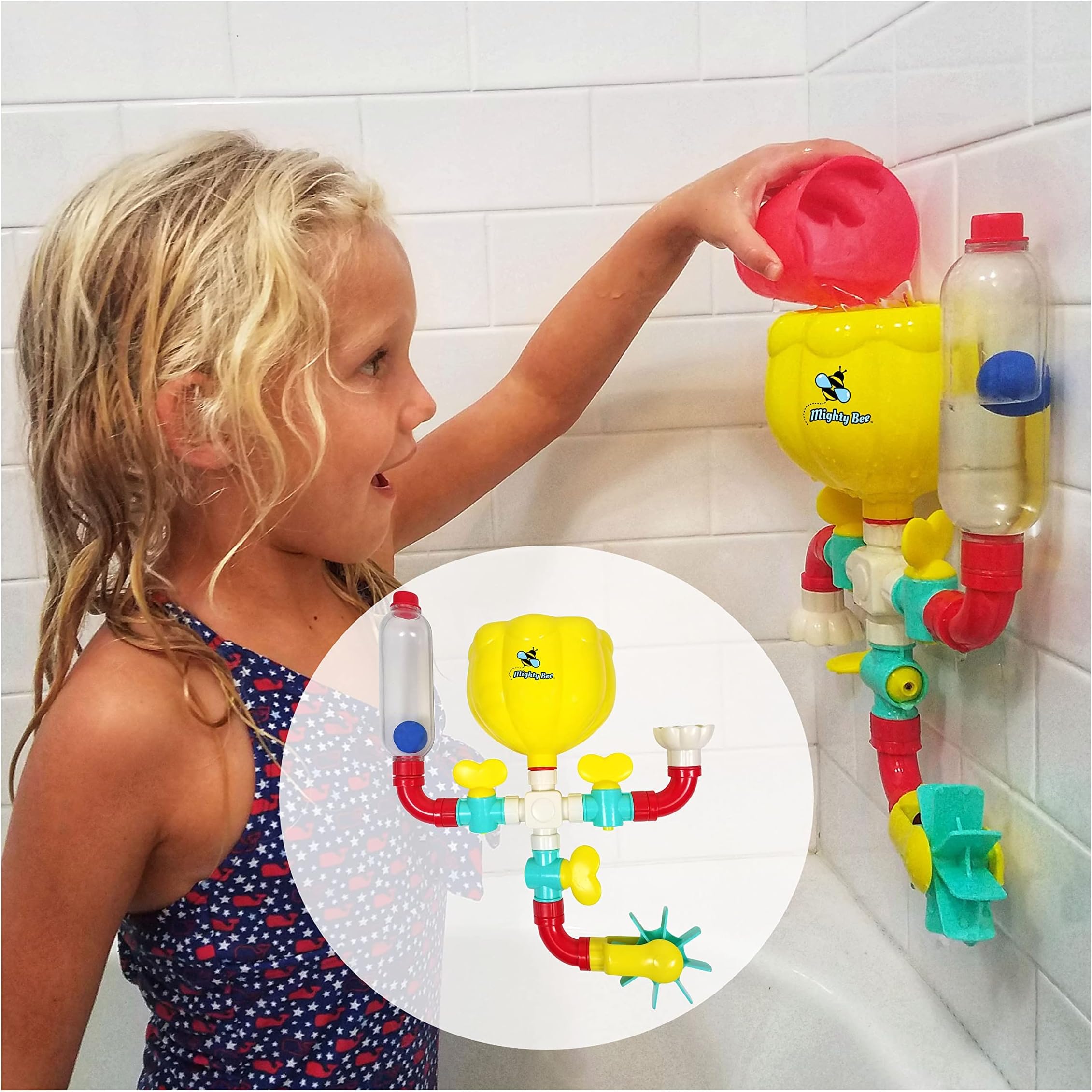 BubbleBee Bath Toys - 11 Piece Bath Toy Set, Top Selling Building STEM Toys, Toddler Bath Toys For Engaging Fun!