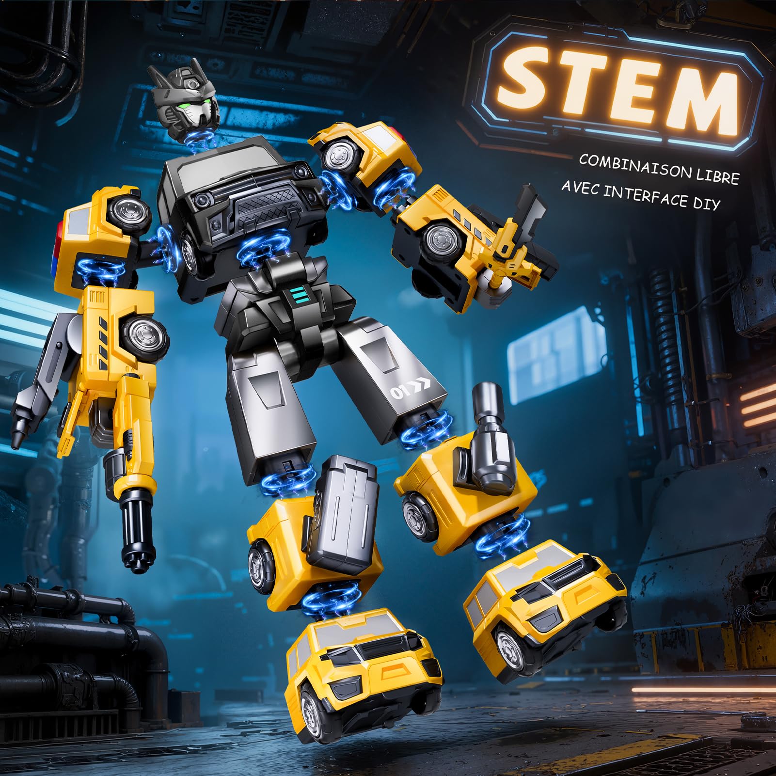 5 en 1 Robot Transform Jouet 5 6 Ans Garçon,Transforming Voiture Cadeau Garcon 5 6 7 Ans,STEM Camion Jouet Enfant 3 4 5 6 7 8 Ans Garçon
