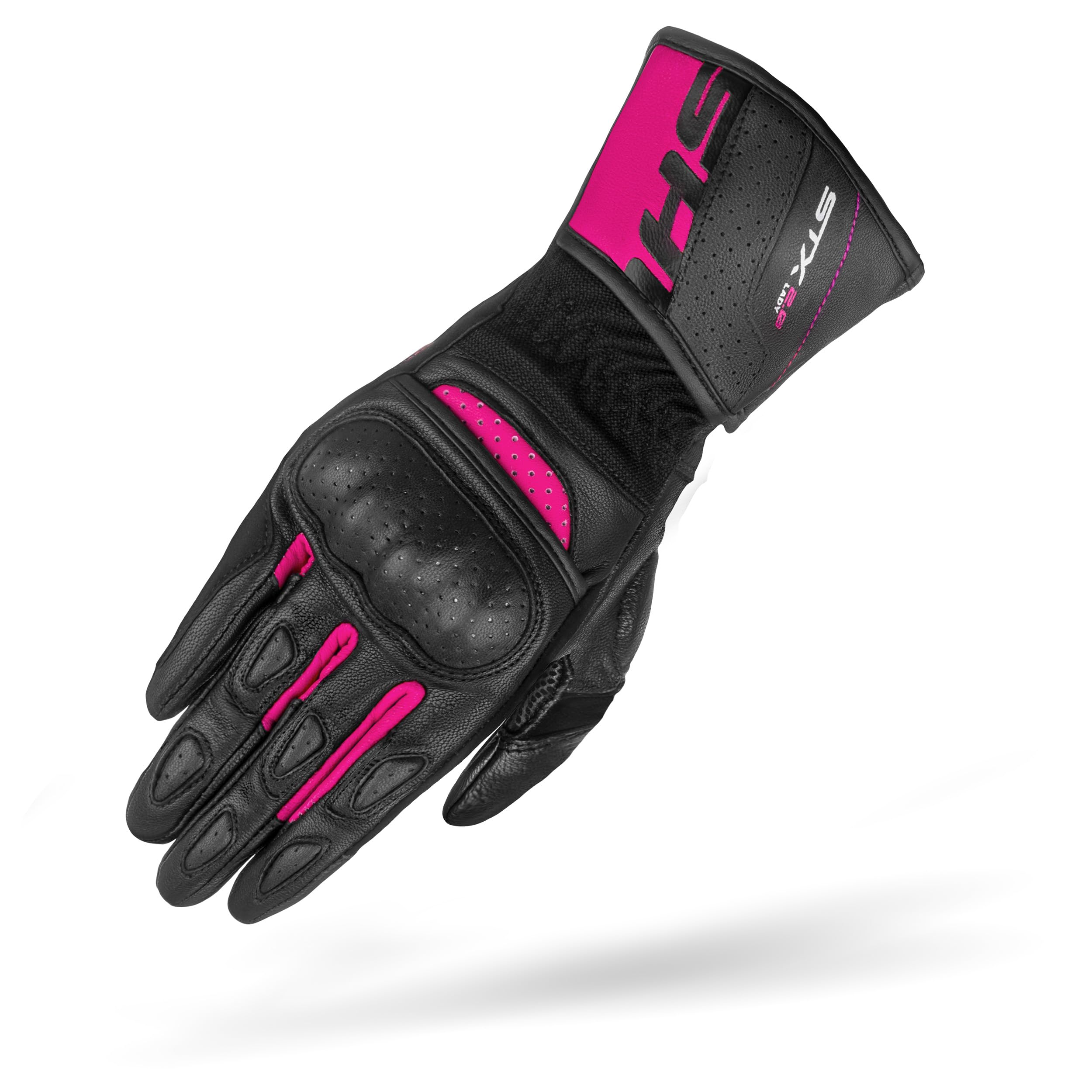 SHIMA STX Motorbike Gloves Women Leather Long Summer Biker Armoured Protectors Motorcycle Perforated Ventilated Reinforced Touchscreen Motorsport Glove Racing Motorbikes (Womens, Pink, XS)