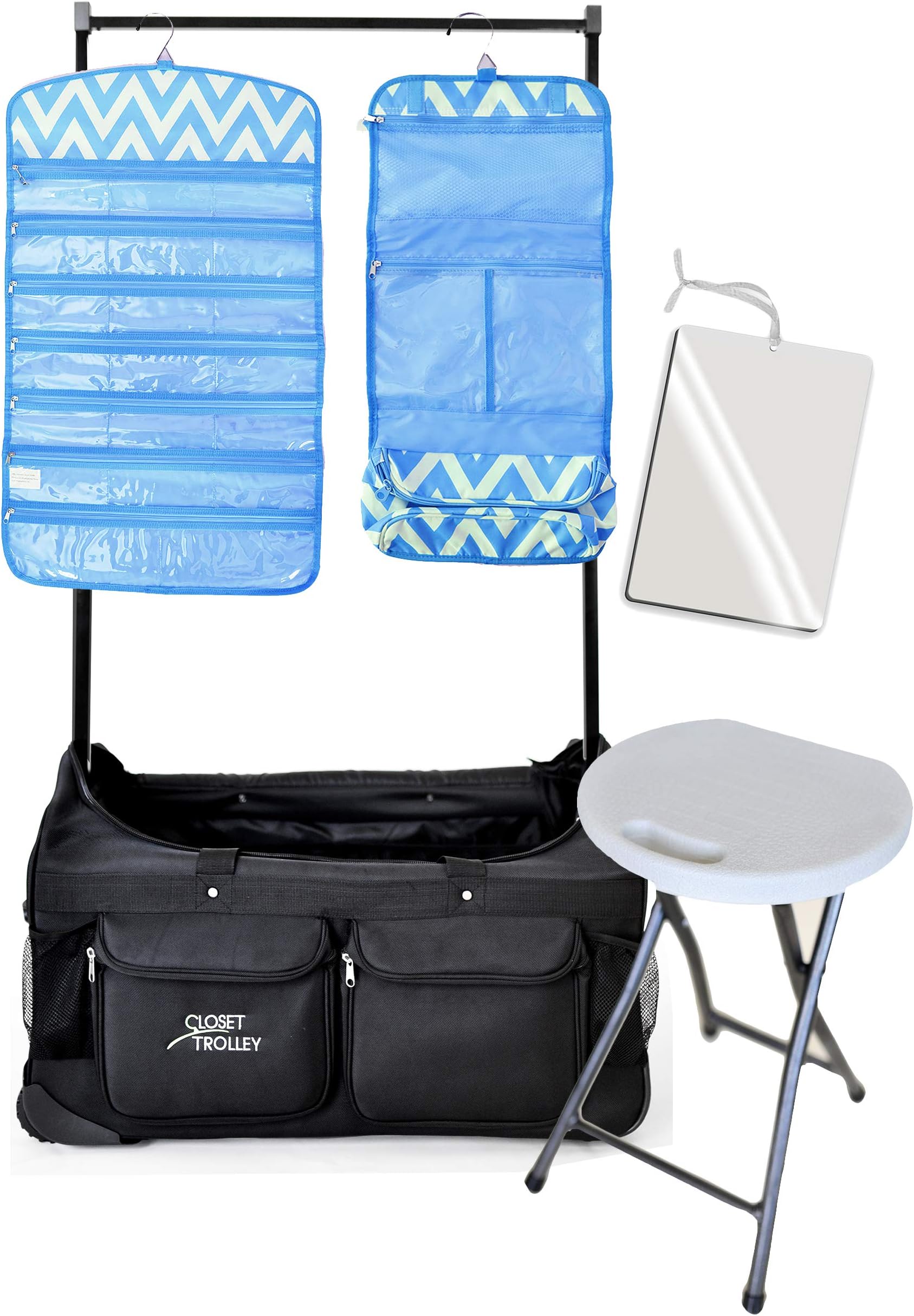 BUNDLE PACK (BLACK BAG w/BLUE ACCESSORIES) - By Closet Trolley Dance Duffel