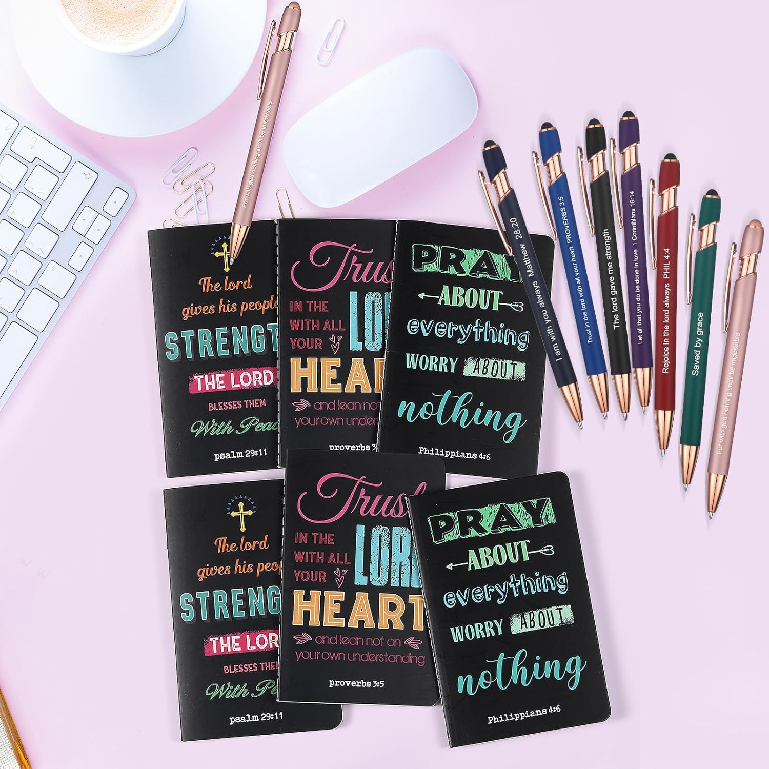 Funrous 32 Pcs Motivational Quote Pens Inspirational Notepads Mini Journal with Ballpoint Pen Small Notebooks Gift Set for Men Women Coworkers, Adult Party Favors Christmas Prizes Gift(Dark) - Image 6