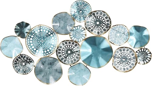 Deco 79 Placa de metal 3D discos superpuestos decoración de pared, 50 x 3 x 25 pulgadas, multicolor