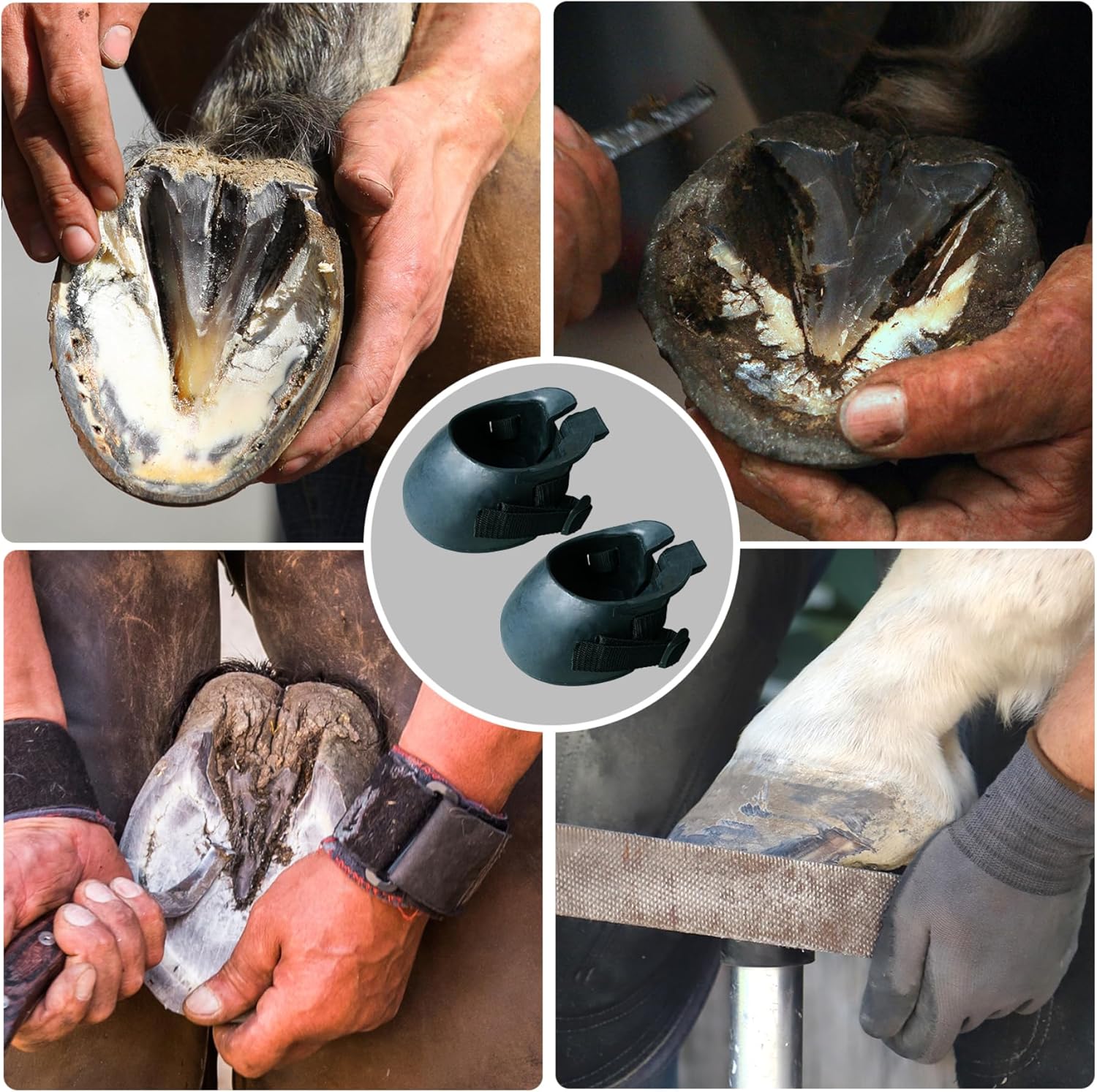 1 Pair Hoof Boots for Horses Rubber Protective Sturdy Horse Hoof Boots Portable Thick for Wound Management and Laminitis Abscess, M