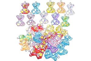 BronaGrand Colorful Resin Teddy Bear Charms for Jewelry Making