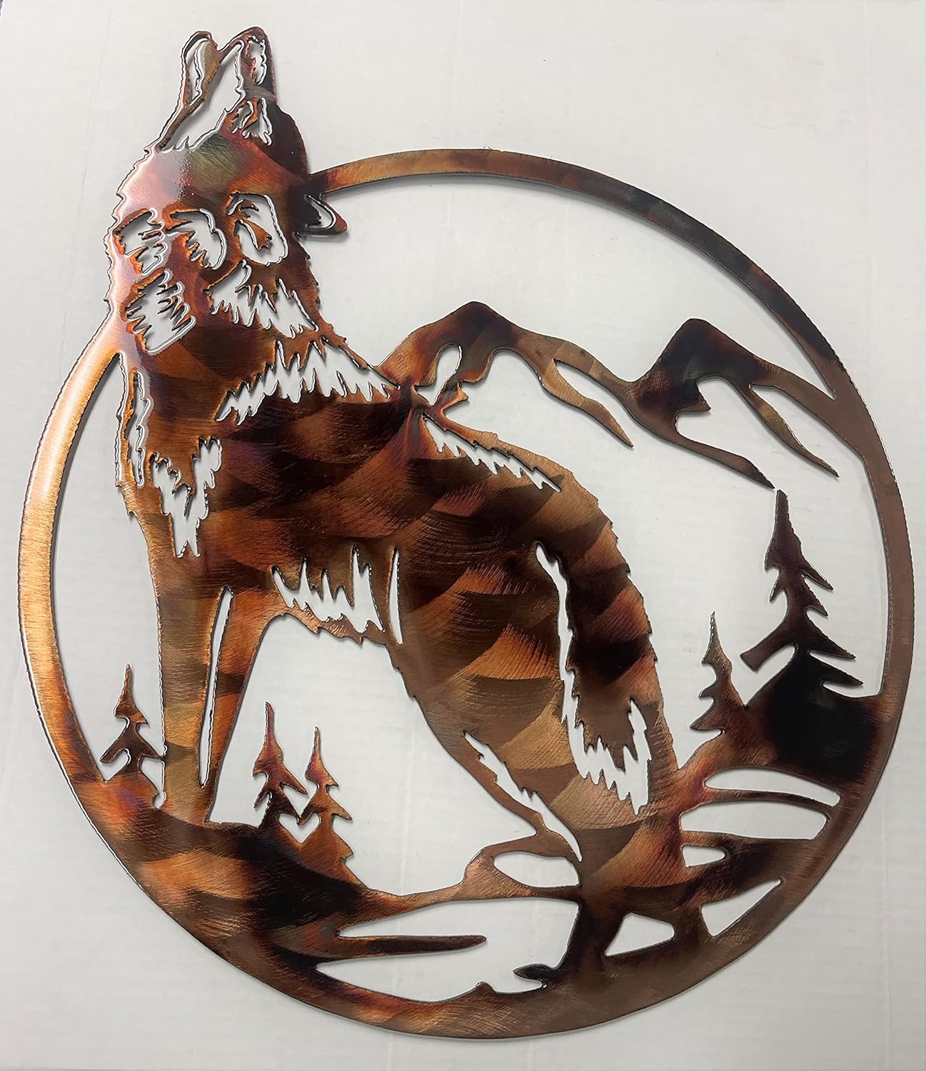 Howling Wolf Wildlife Metal Wall Art 18" x 15 1/2"
