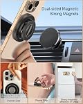 AILKIN Support de téléphone magnétique double, Support de Kickstand magnétique universel, Poignée Mag Safe Ring, Support pliable de téléphone cellulaire pour Samsung, Android, iPhone, Boîtier, Bureau, Support de voiture-Black
