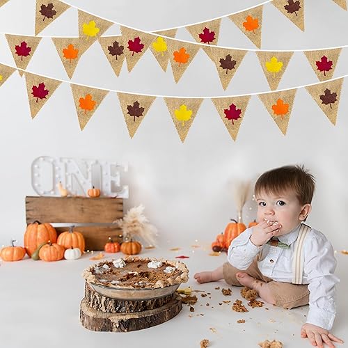 Miniatura 10 de Pancarta de otoño de 32 pies, bandera triangular, banderines de tela, banderines para decoración de otoño feliz otoño, día de Acción de Gracias