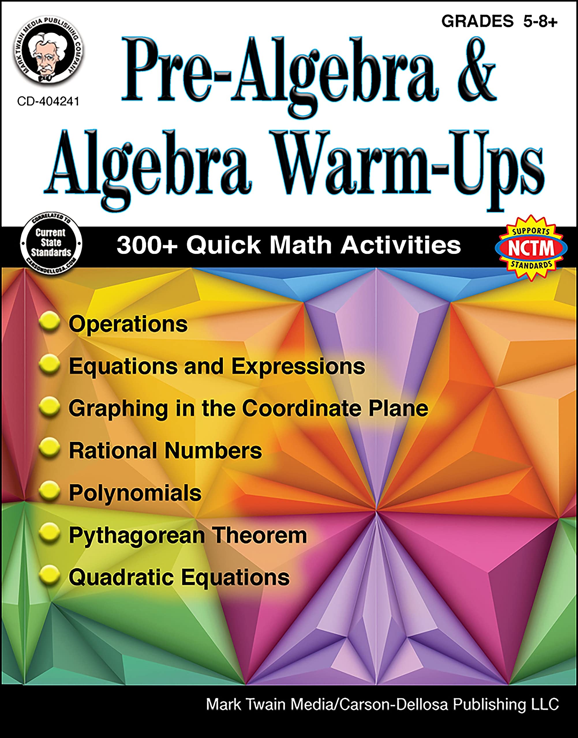 Pre-Algebra and Algebra Warm-ups, Grades 5-8