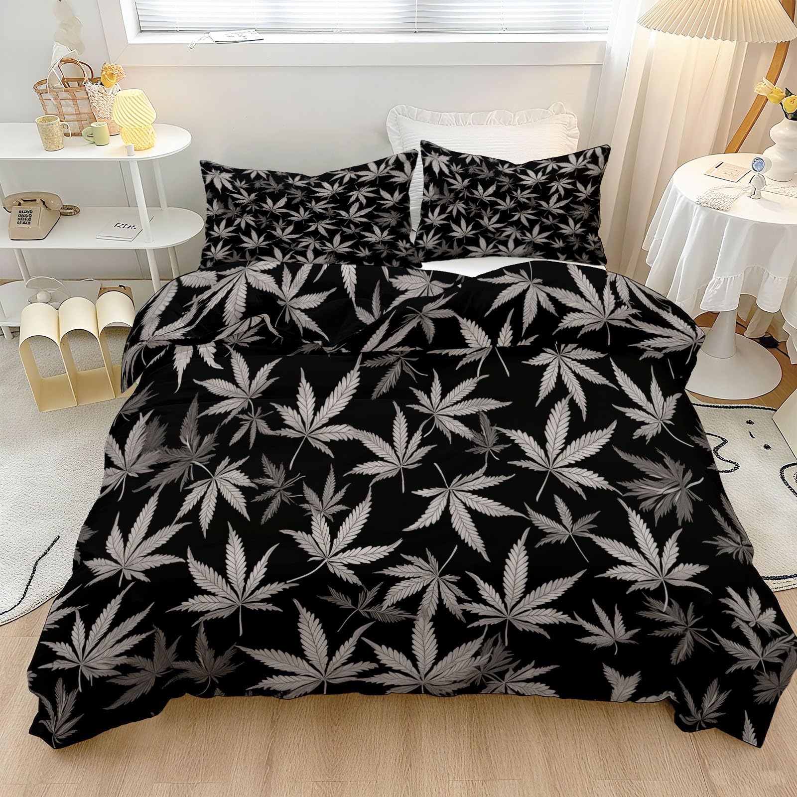 Housse de couette 240 x 260 feuilles de cannabis parure de lit
