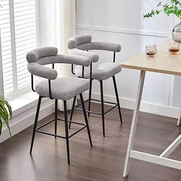 ONEVOG 26.7" Modern Counter Bar Stools Swivel, Set of 2, Linen Fabric