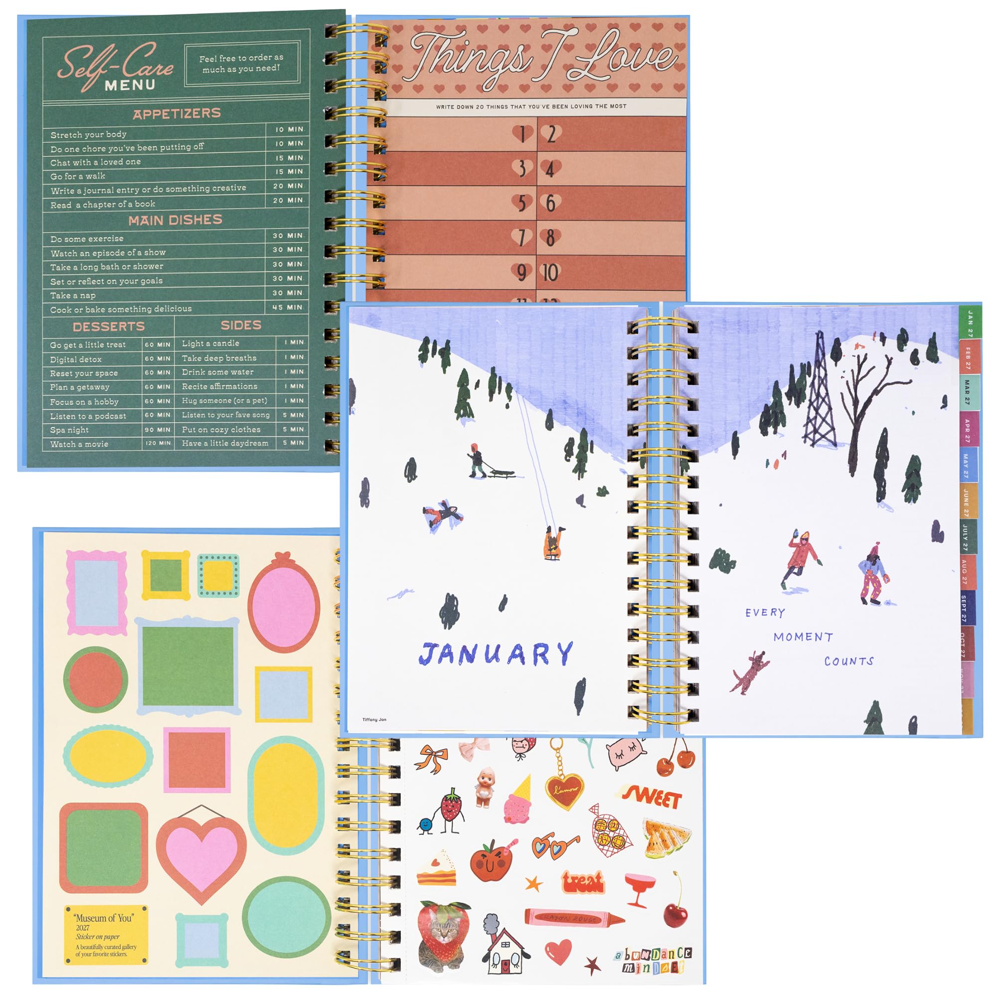 ban.do Agenda 17 mesi, agosto 2026-dicembre 2027, linguette agenda 20,3 x 25,4 cm, adesivi, tasca e chiusura elastica (Good Things Ahead blu) (un giorno alla volta, blu)