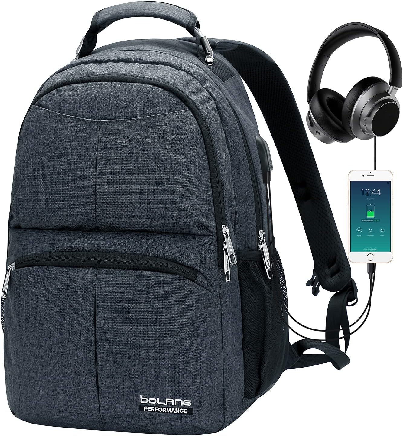 BOLANG Backpack for Men Water Resistant Travel Backpack Women Laptop Backpacks Fits 16 inch Laptop (8459 Upgraded Black)