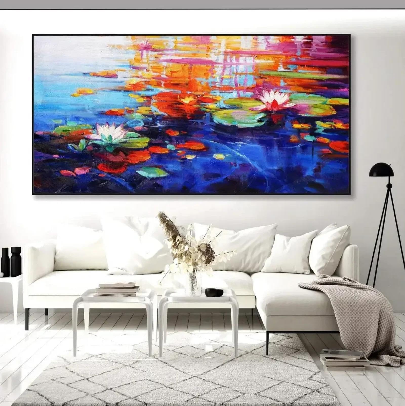Grande peinture à l'huile moderne sur toile au rendu artistique d'exception