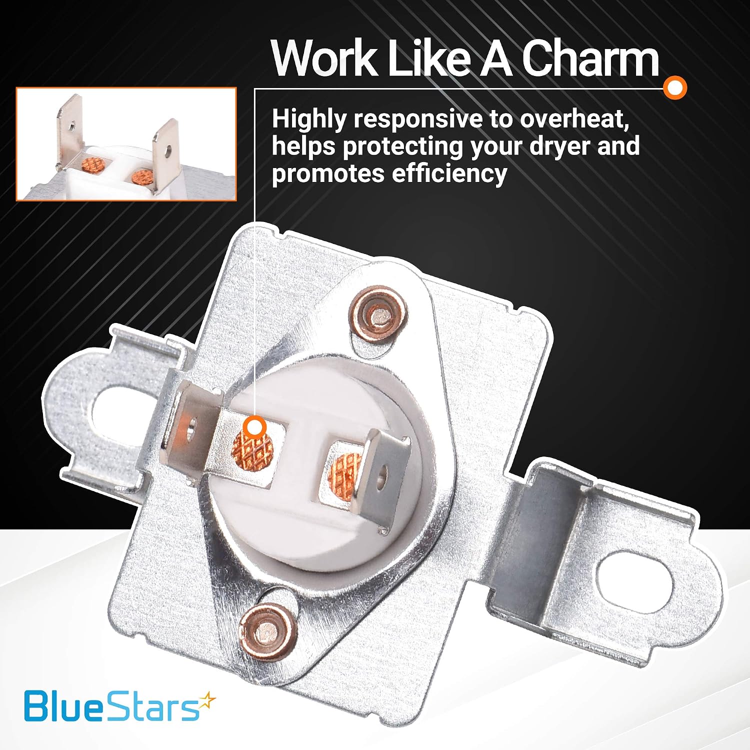 DC96-00887A Dryer Assembly Bracket Thermostat Replacement part by BlueStars – Exact Fit For Samsung & Kenmore Dryers - Replaces DC96-00887C PS4276292 AP5966894 - PACK OF 4