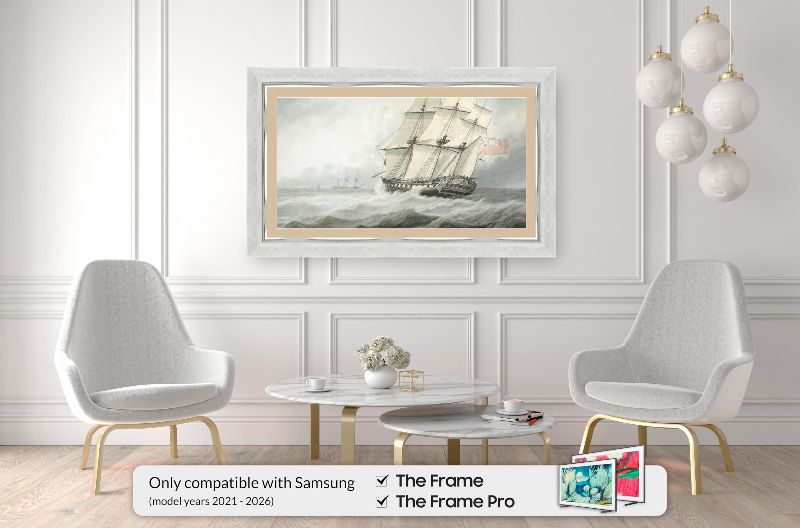  deco frame♡ Frame My TV Quadros de TV Deco – Moldura inteligente prateada