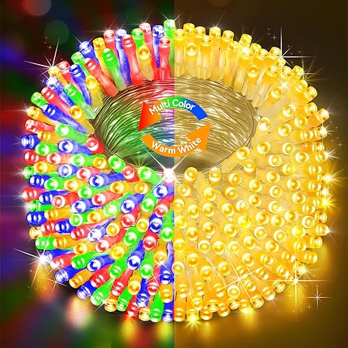 Heceltt - Guirnalda de luces de Navidad de 403 pies para exteriores, 1000 luces LED con cambio de color, 11 modos y función de temporizador de