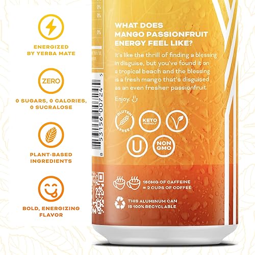 Miniatura 4 de Yerbaé Bebida Energética Funcional de Mango y Maracuyá - 0 Azúcar, 0 Calorías, 0 Carbohidratos. Yerbae está Energizada por Yerba Mate, a Base de
