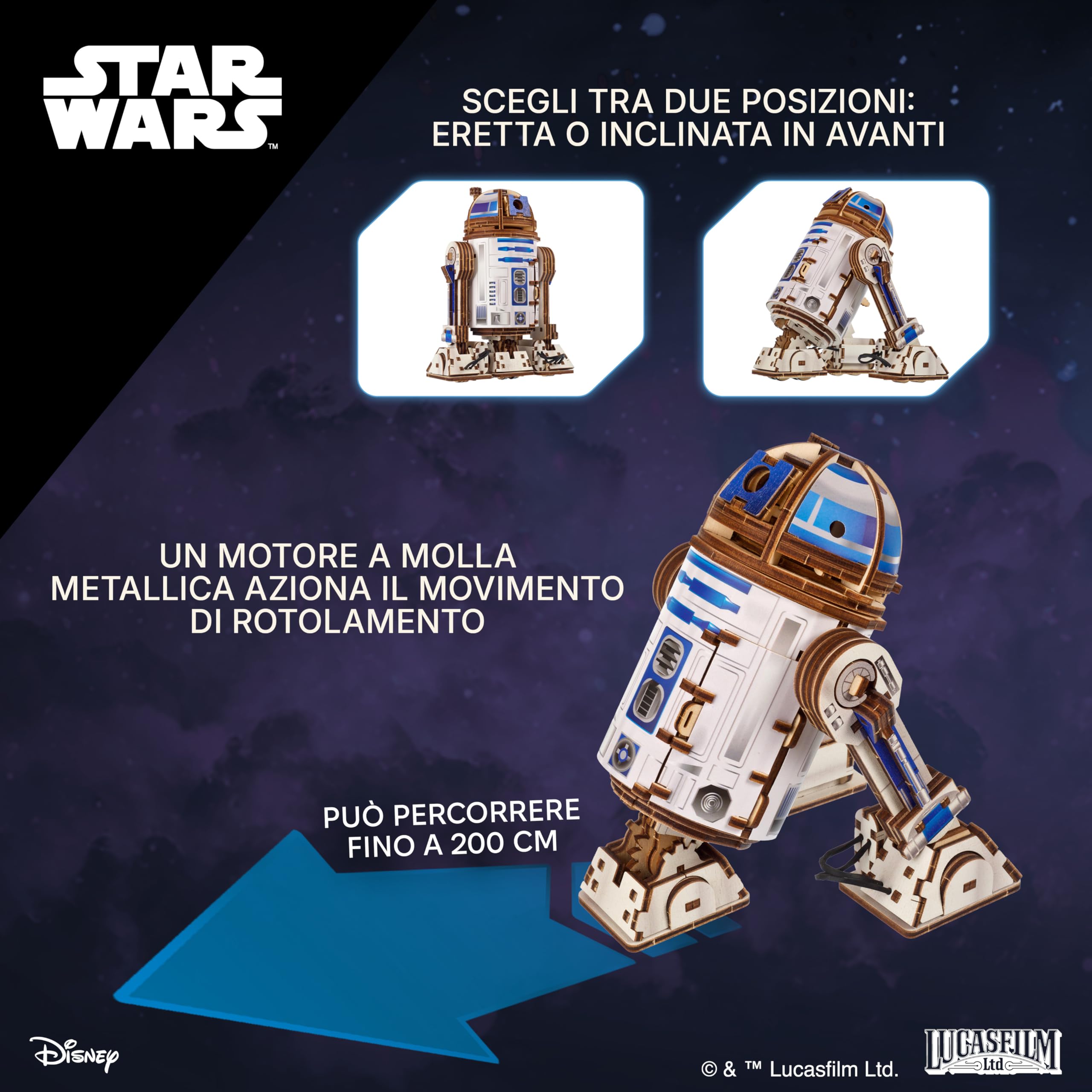 UGEARS Star Wars R2-D2 - Puzzle 3d in Legno, Modellismo da Costruire Adulti, Modellini Auto, Rompicapo Adulti, Puzzle di Legno, Costruzioni, Puzzle Star Wars Regalo Costruzioni Meccaniche, R2D2
