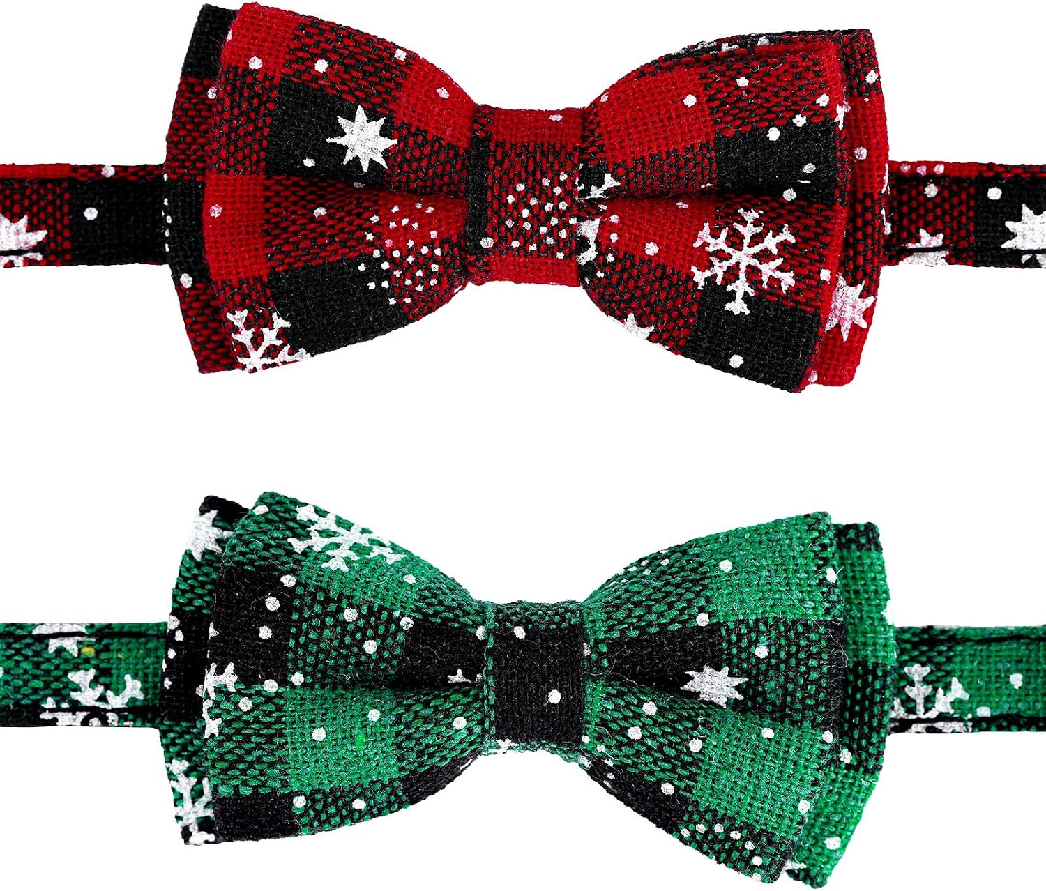 Elcoho 2 Pack Cat Collar Christmas Cat Bow Tie Collar Small Dog Collars Snowflake Pet Collars Adjutable Pet Collars with Bow Tie and Bells Christmas Cat Plaid Collar and 2 Pack Pet Christmas Hat