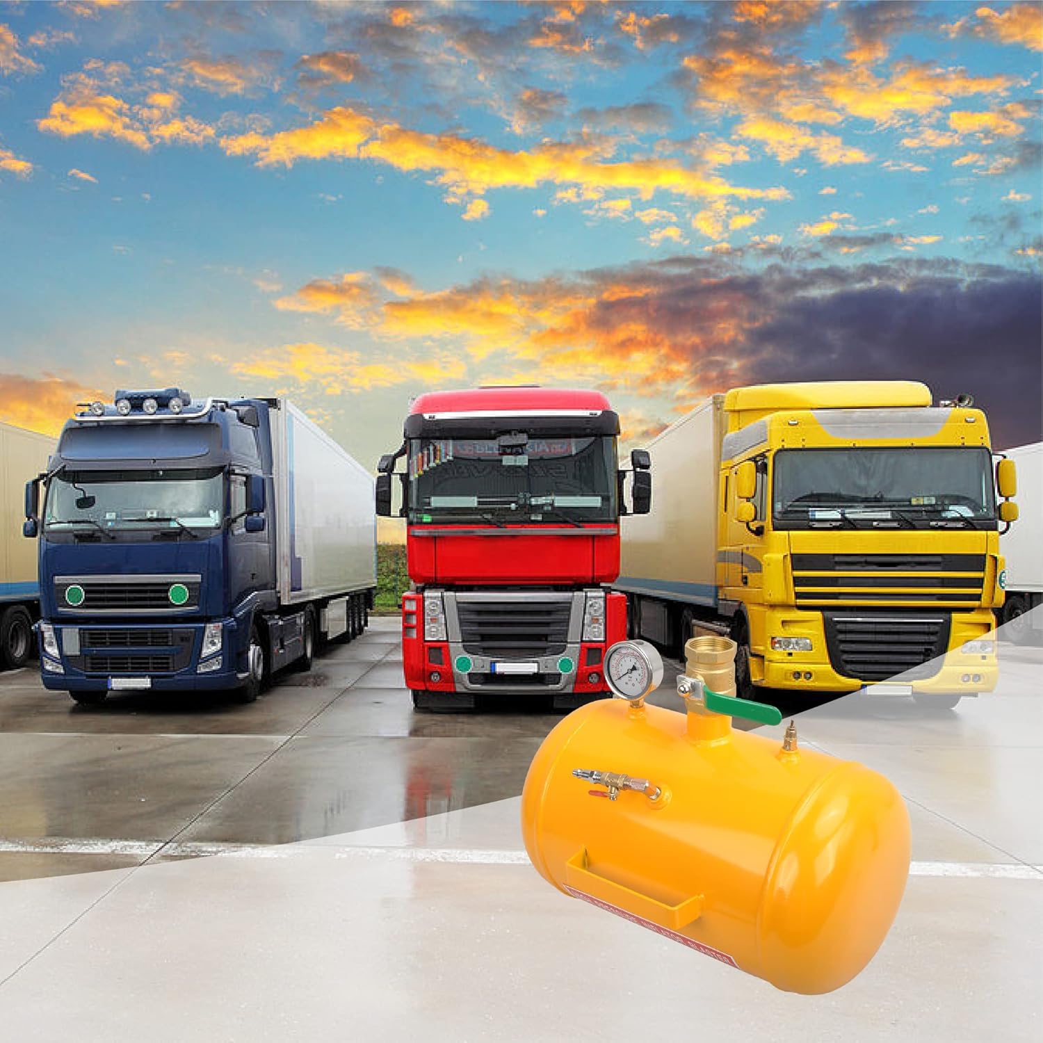 5 Gallon Air Tire Bead Seater 110 PSI Blaster Tool Seating Tire Inflator with Gauge Car Truck ATV Tractor Tank Heavy Duty (Yellow)