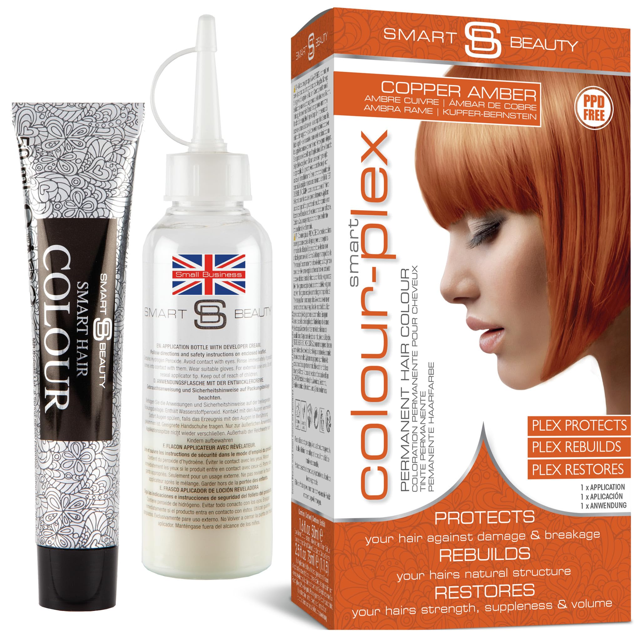 Smart Beauty Ginger Hair Dye, Permanent with Plex Anti-Breakage Technology, Copper Red, PPD Free, Vegan, Cruelty Free