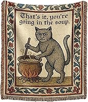 mevious Weird Medieval Cat Woven Tapestry - Vintage Cat Blanket, Wall Hanging Art, Soft Cozy Throw with Fringe Tassels for Cat Lovers