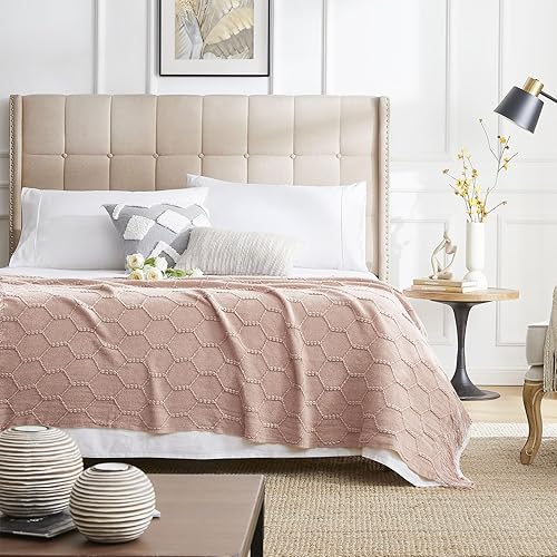 Miniatura 3 de Manta de punto de diamante ligera, suave y acogedora para cama o sofá, manta de granja al aire libre, manta de viaje, manta de oficina, 50 x 60