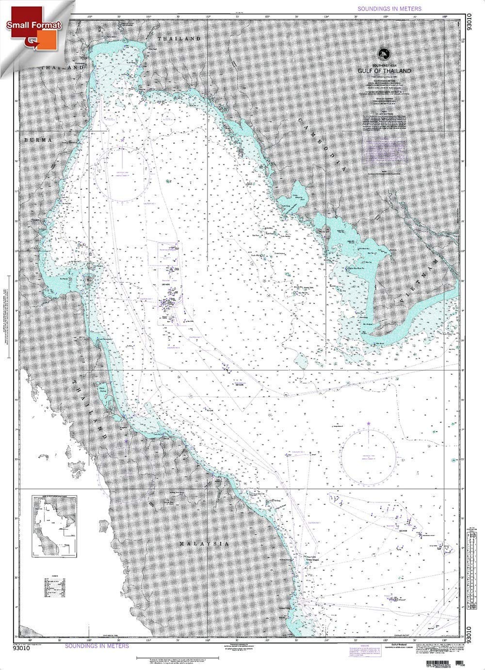 Paradise Cay Publications NGA Chart 93010: Gulf of Thailand, Approx. Size 21