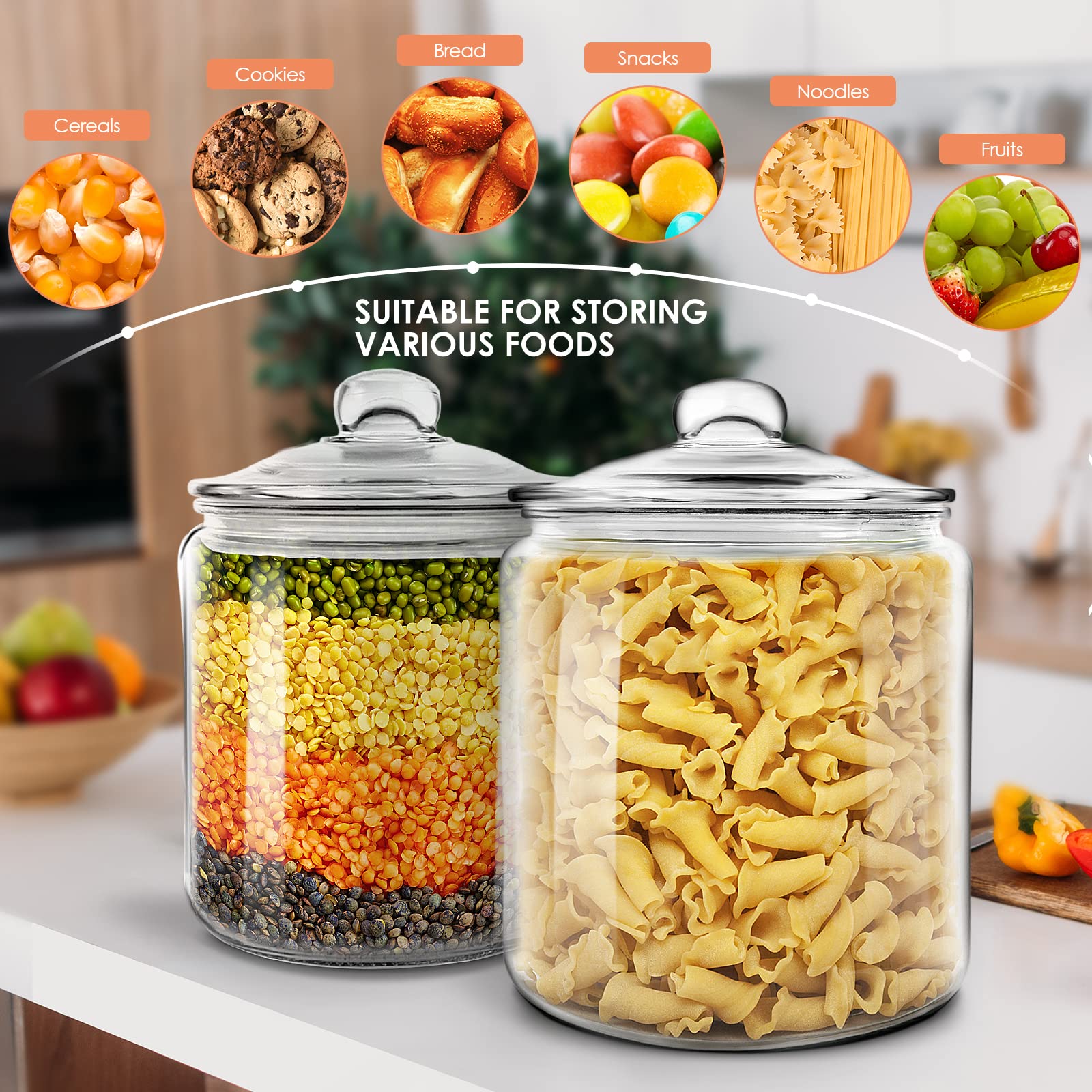 Set 2 Barattoli Vetro 3.9L Con Coperchio - Ermetici Per Alimenti, Biscotti, Caramelle - Myiosus - Foto 11