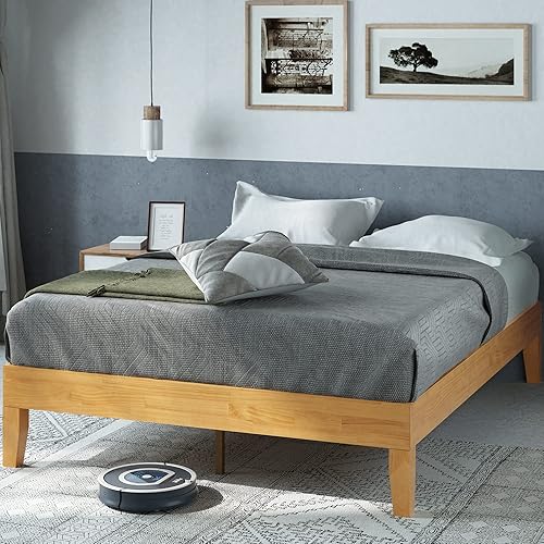 Miniatura 10 de Cama plataforma de madera sólida de lujo Zinus 12 pulgadas con cabecero de cama/no necesita resortes/soporte de madera con listón/acabado expreso