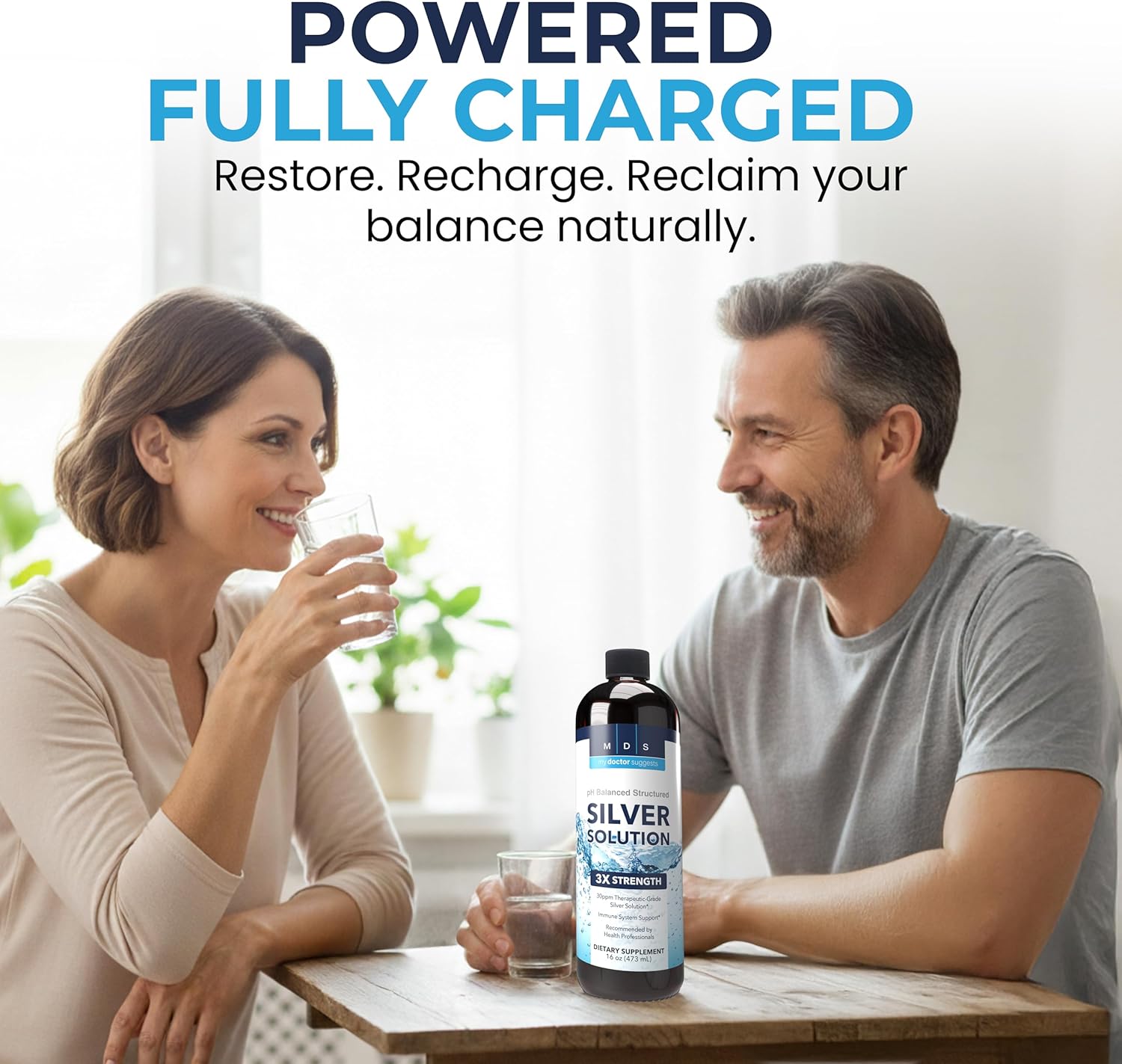 Alkaline Structured Silver Liquid Supplement 30ppm - Immune and Gut Health Support - Extra Strength Structured Colloidal Silver Mineral Supplements - Made in USA (16 oz)