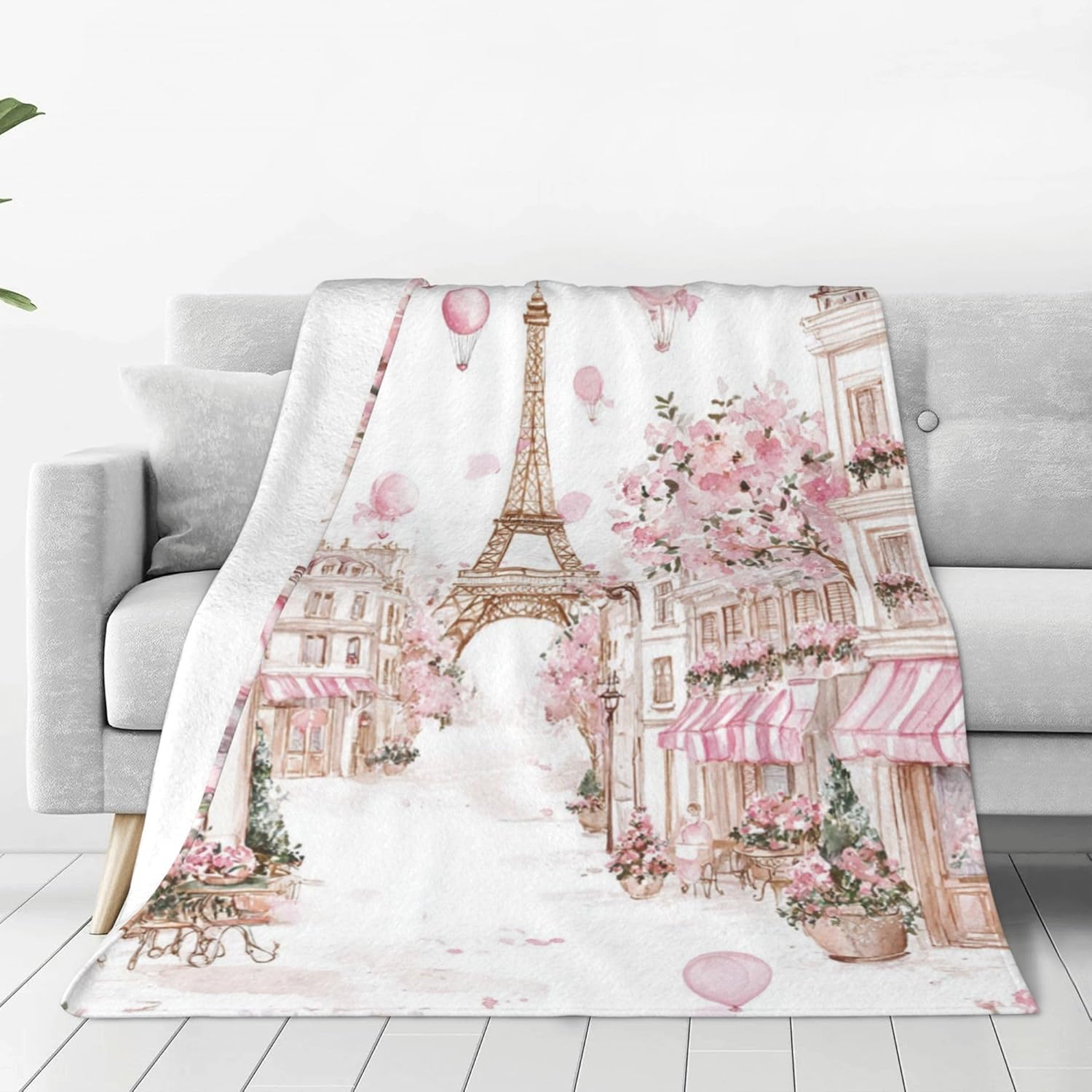 FyLybois Paris Eiffel Tower Throw Blanket Microfiber Flannel Blankets Lightweight for Bed Sofa Couch Decor Travel 50"x60" - Image 2