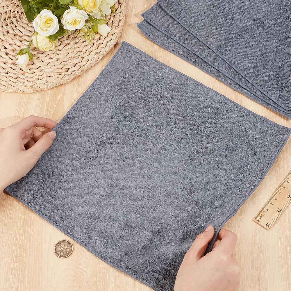 4Pcs 11.61 Inch Gray Faux Suede Cleaning Cloth Square Soft Shine Shoes Fabric Set Billiard Cue Clean Towel Kit Fabrics for Shoe Care Billiard Cue Maintenance Accessories DIY Crafts Supply