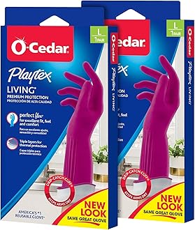 PLAYTEX Living Reuseable Rubber Cleaning Gloves, Premium Protection (Large, Pairs - 2) Color may vary