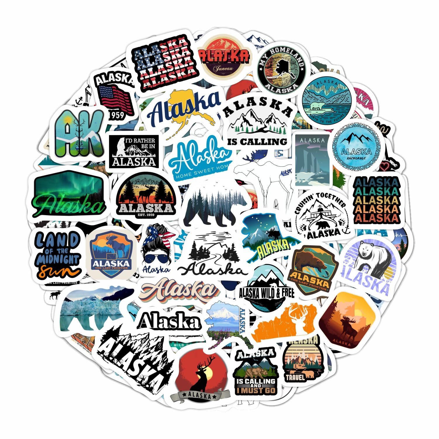 Alaska Stickers for Water Bottles, Scrapbooking, Alaska Laptop Decals - Alaska Party Favors, Alaska Themed Party Decorations, Alaska Party Decor, Party Supplies, Alaska Gifts, Alaska Souvenir