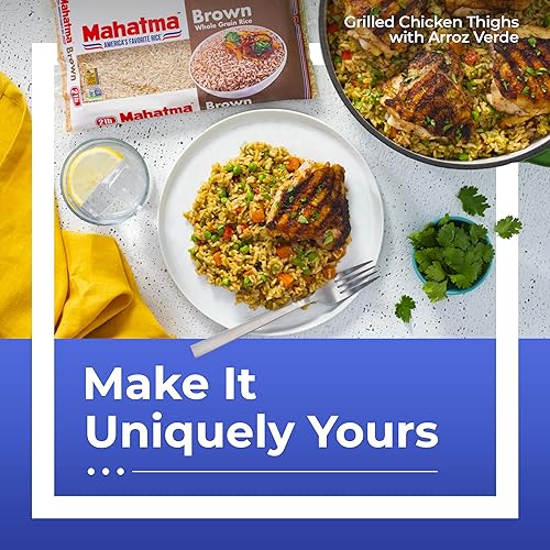 Vista 4 de Mahatma Arroz integral de grano entero, bolsa de arroz de 2 libras, arroz para estufa o microondas