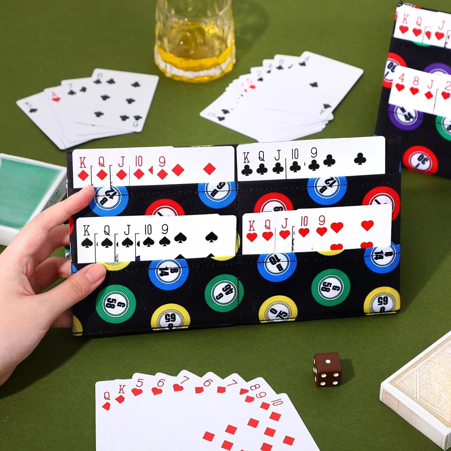 Eersida 2 Pack Bingo Card Holder for Pull Tabs Playing Card Holder Bingo Accessories Canasta Poker Bridge Family Game Night Supplies for Adults (Classic Style)