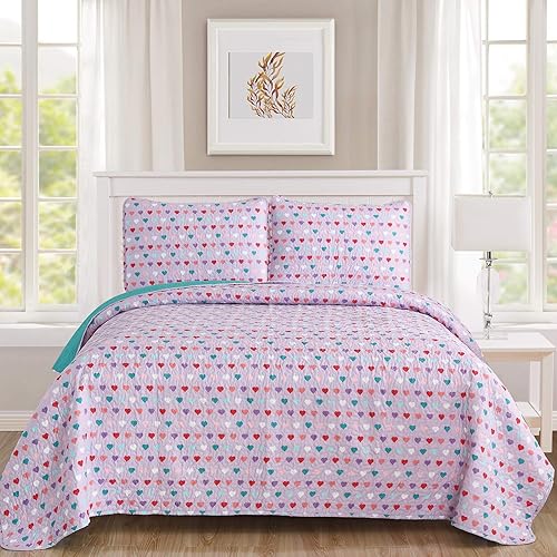 Miniatura 2 de Sweet Home Collection 3 Piece Quilt Set Kids Design Fun Colorful and Comfortable Boys and Girls Toddler Hypoallergenic Soft Bedding, FullQueen,
