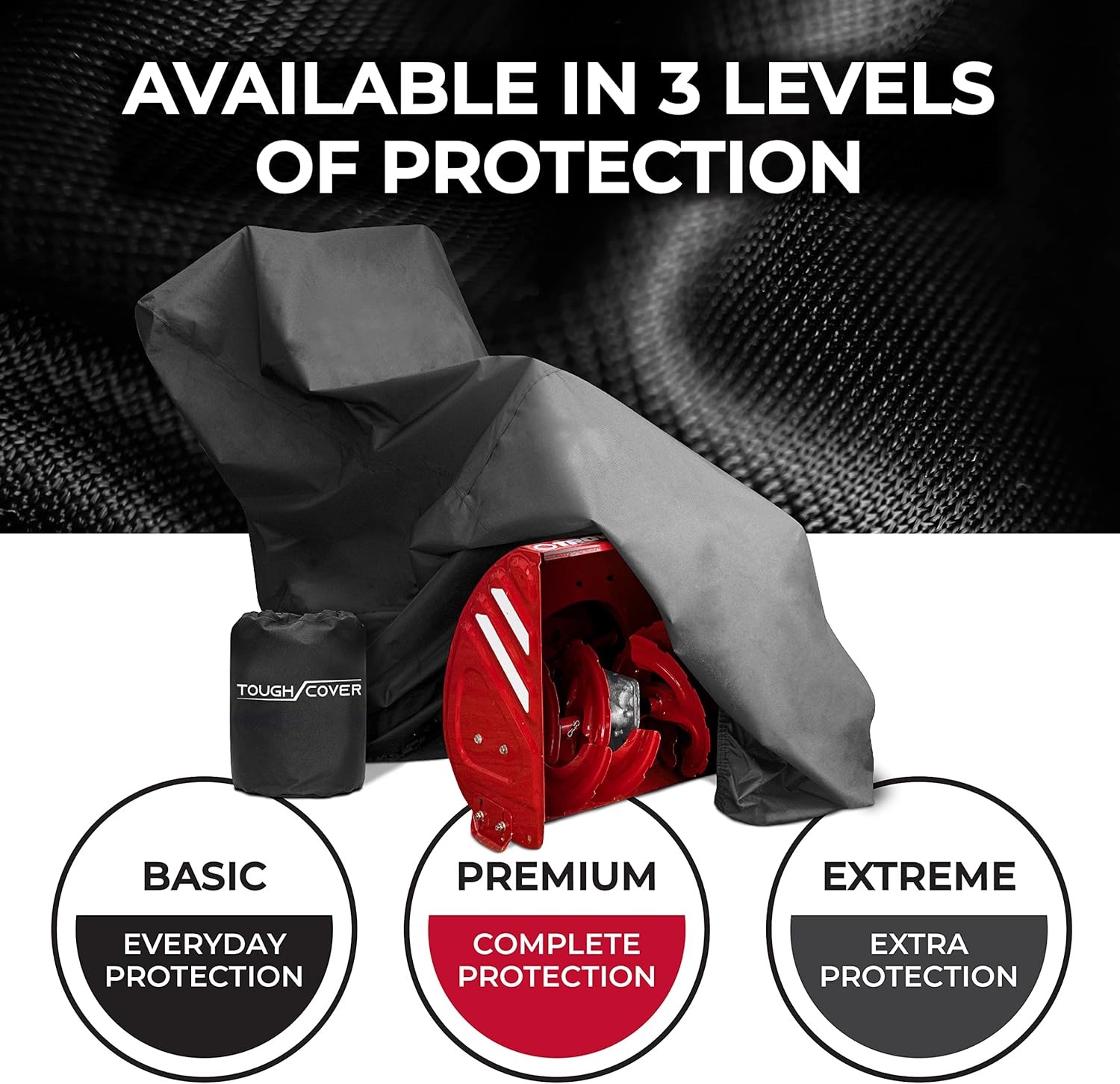 review Tough Cover Snow Blower Premium Cover Heavy Duty 600D Marine Grade Fabric, Universal Fit Snow Blower Cover, Covers Snow Blowers Against Water, UV, Wind, Outdoor Protection (Black)