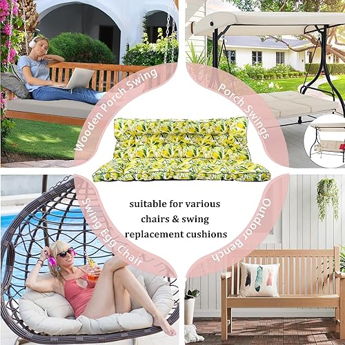 Miniatura 183 de Cojín de repuesto para columpio de 2-3 asientos, cojines de banco para exteriores con respaldo grueso de 4 pulgadas, muebles de patio, jardín, Flor
