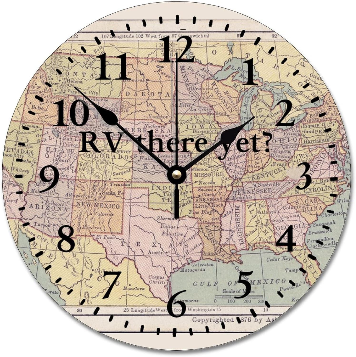 Horloge murale ronde pour cuisine et chambre d&eacute;coration bois sans tic-tac
