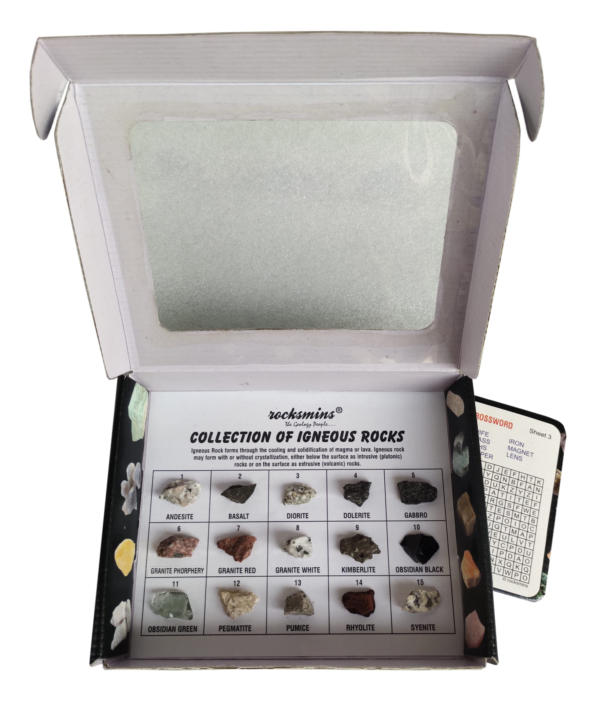 ROCKSMINS IR15WM Collection Set of 15 Igneous Rocks for School Education Rocks Samples Activity Geology Volcanic Rock Memory Great Educational STEM Toys for Kids with Free Activity Card-image-8