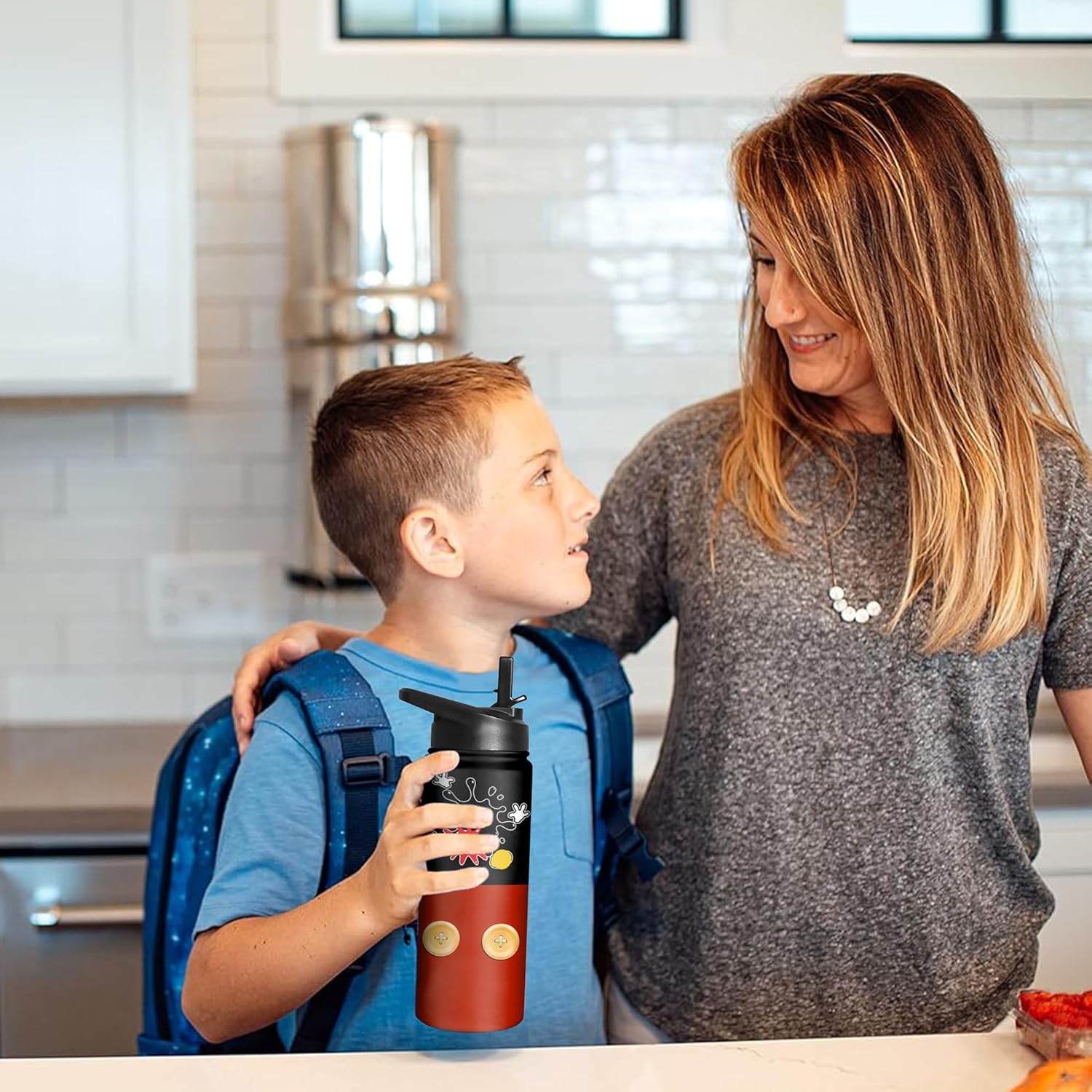 18 Oz Cartoon Mouse Water Bottle with Straw & Lid, Insulated Stainless Steel Cup Keep Drinks Cold & Hot, Leak Proof Double Wall Water Bottle Gifts for Kids Boys Girls for School, Travel, Sports - Image 7