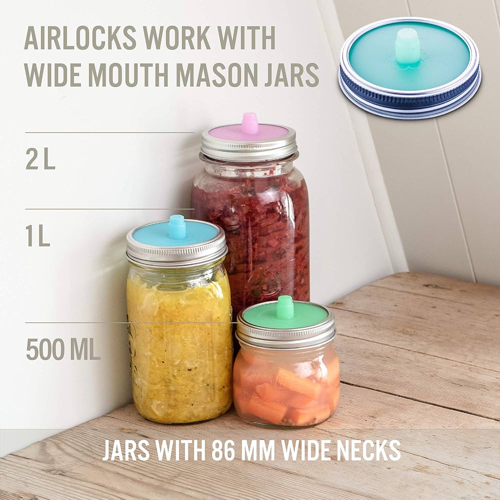 TESNN 3 Piece Fermentation Airlocks With Silicone Gaskets Airlock Kits Preservation Brewing Fermenting Sauerkraut Pickles Homebrew Craft Beer Wine Vent Va