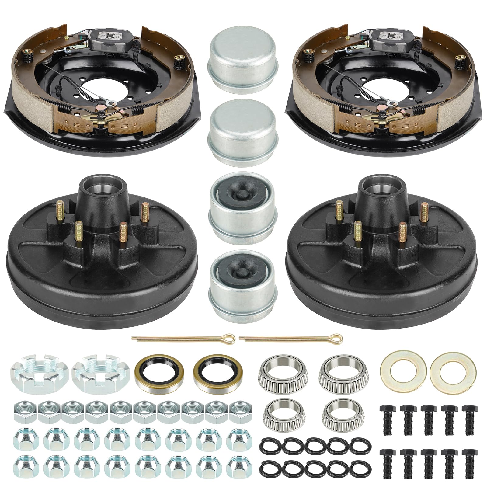 Aeagle 6 on 5.5" Bolt Circle Drum Kits with 12" X 2" Self-Adjusting Electric Brake Passenger & Driving side for 5,200lbs Trailer Axles