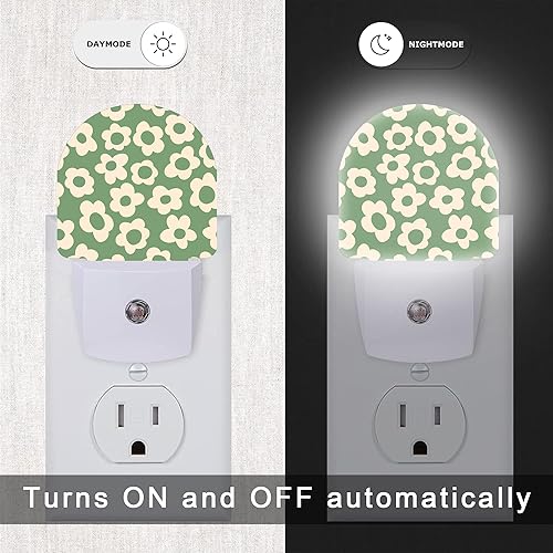 Miniatura 4 de Luz nocturna vintage con diseño de flores, luces nocturnas enchufables a la pared, lámpara LED con sensor de atardecer a amanecer, 0.5 W para niños,