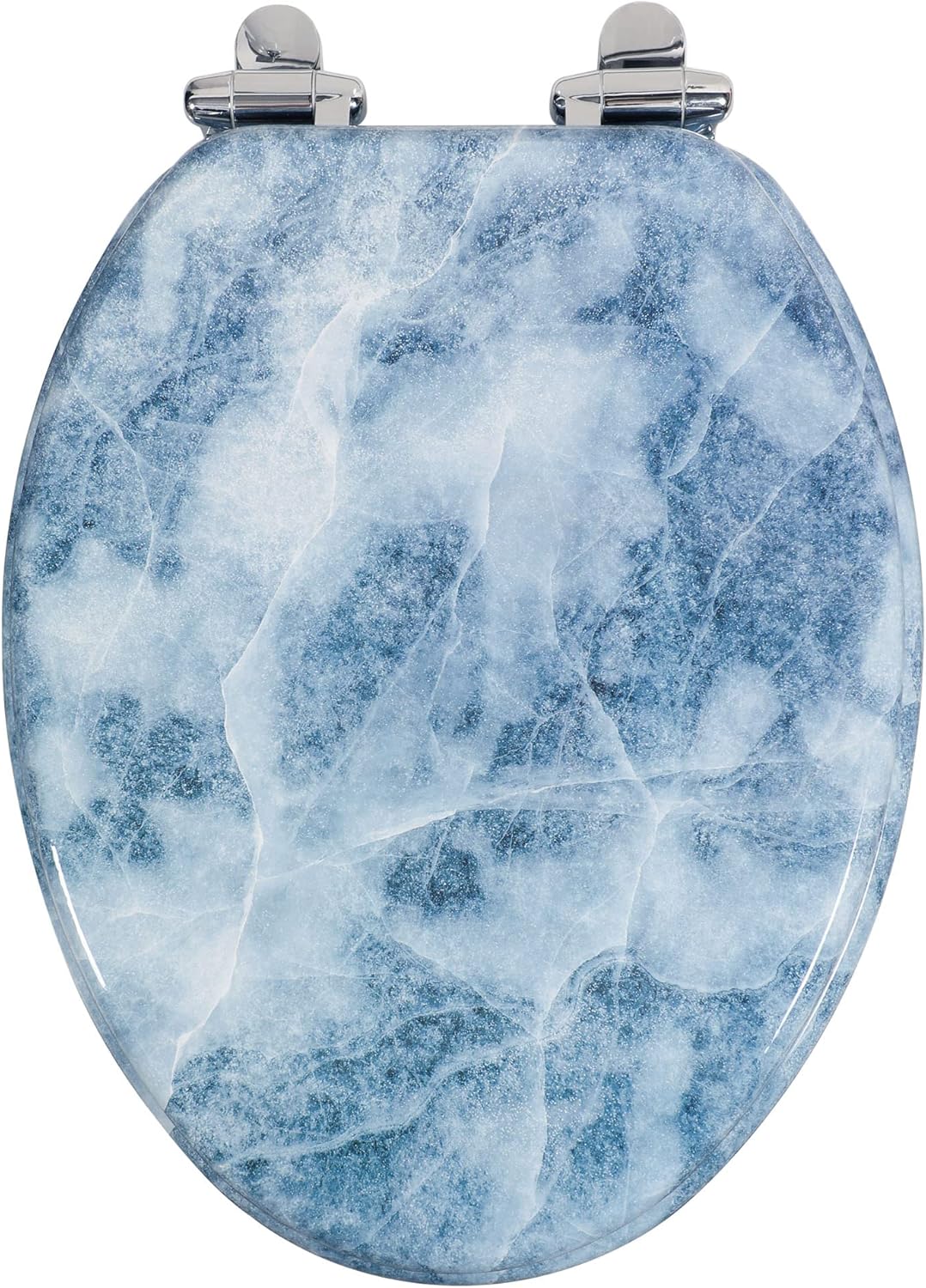 Angol Shiold Elongated Toilet Seat Molded Wood Toilet Seat with Quietly Close and Quick Release Hinges, Easy to Install also Easy to Clean (Elongated, Blue Marble) Elongated-18.5” Blue Marble