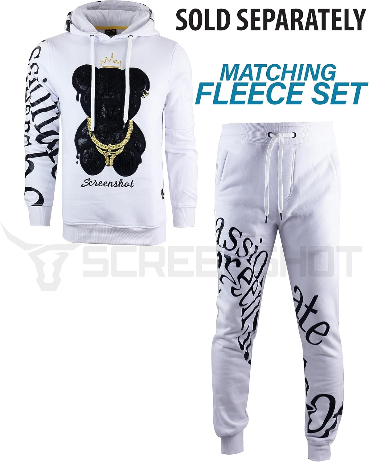 SCREENSHOT Mens Urban NYC Graffiti Hip Hop Fleece Pants Active Fashion Drawstring Sweatpants Bottoms - Image 3