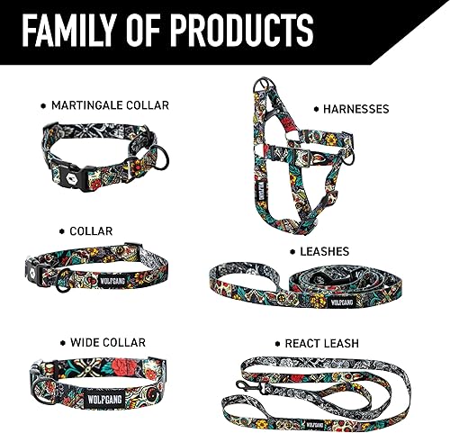 Miniatura 5 de Wolfgang Man & Beast Arnés prémium sin tirones para perros pequeños, medianos y grandes, fabricado en Estados Unidos, estampado LosMuertos, XL (1